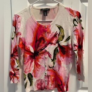 White House Black Market Floral Cardigan